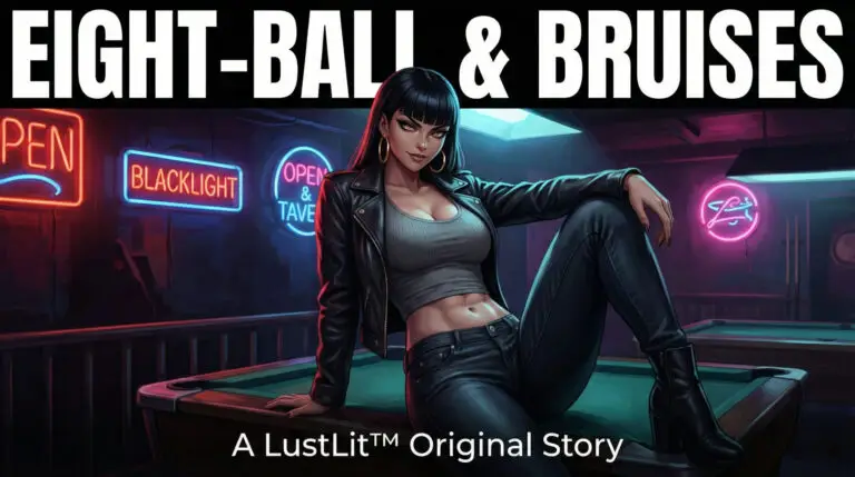 A stylized, gritty illustration of a woman, Amber Kane, intently leaning over a pool table to take a shot under a warm hanging lamp. The high-contrast cover art sets a tense, atmospheric mood for a competitive enemies to lovers story in a dive bar setting.