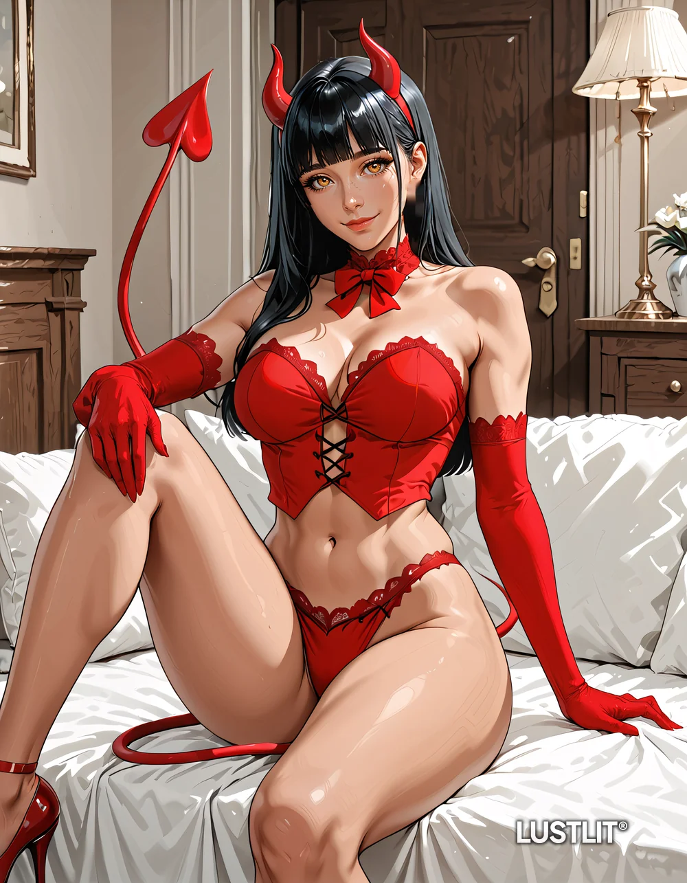 Amber Kane as the red devil, from LustLit No. 1 – October 2026
