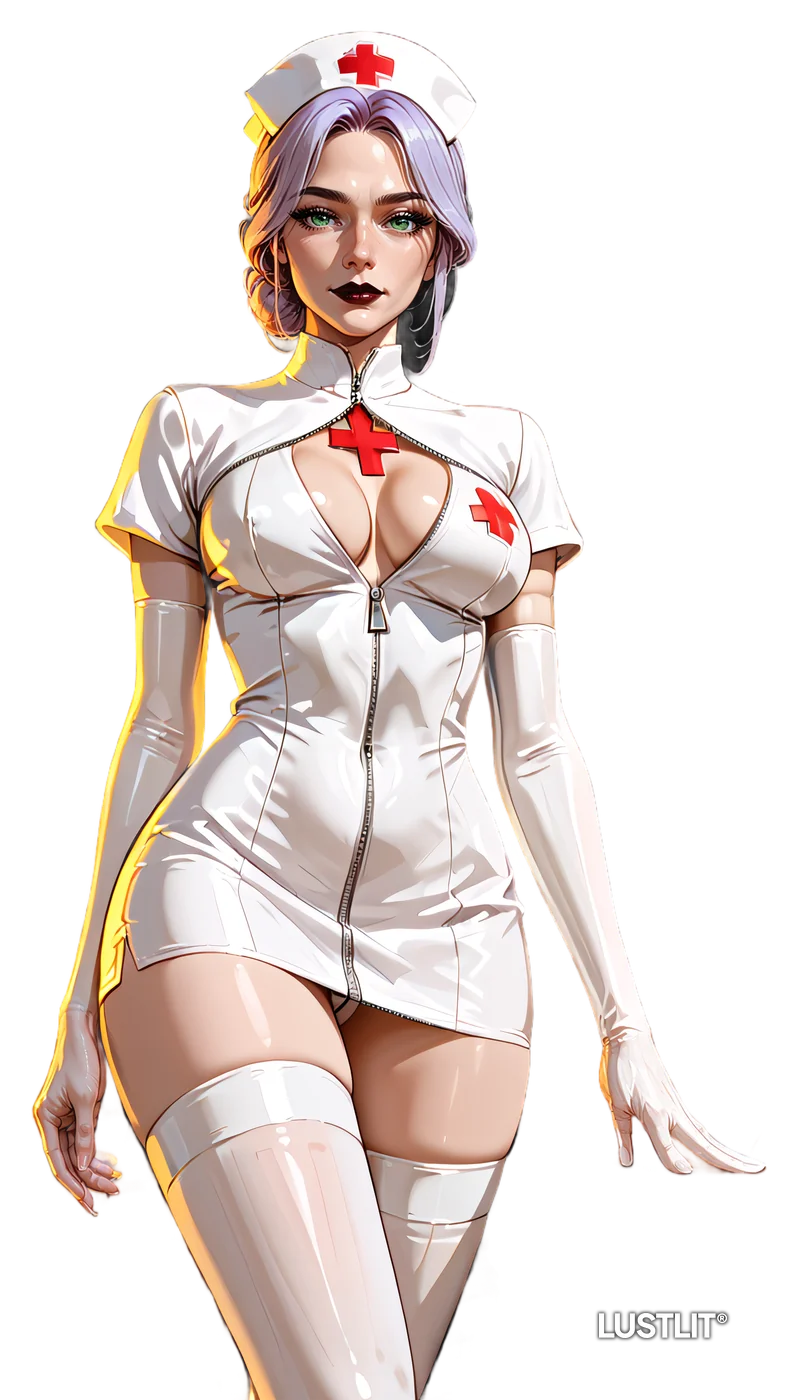 Violet Ashford as the sexy nurse