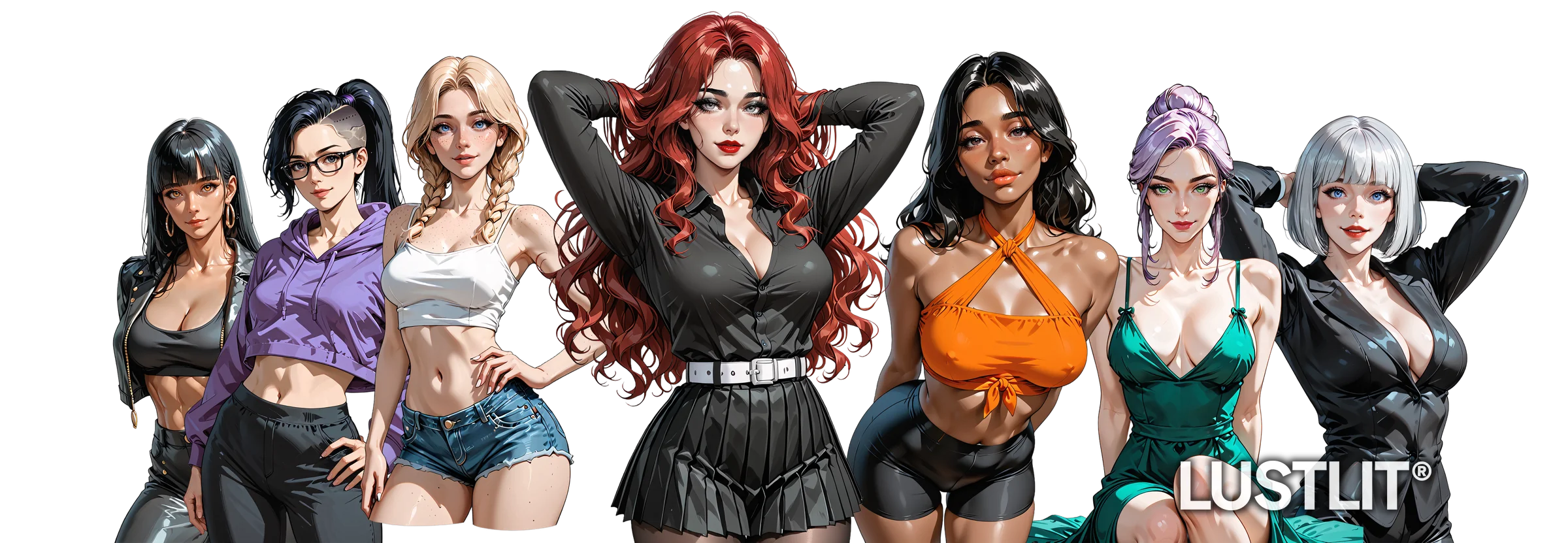 Amber Kane, Jade Miyazaki, Rose Everhart, Scarlett Hawthorne, Sienna Nkrumah, Violet Ashford, Azure Delacroix